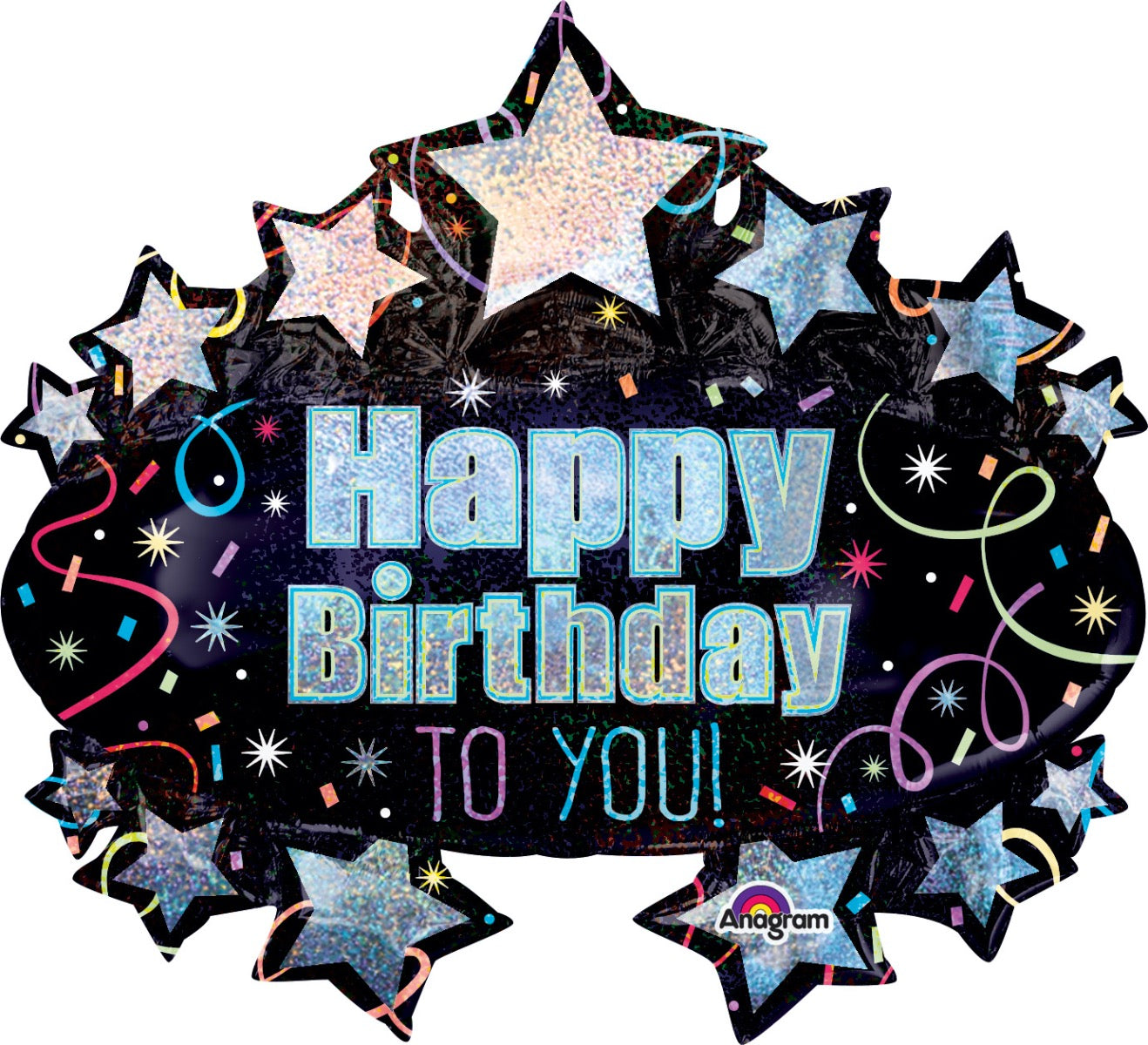 Brilliant Marquee Holographic Happy Birthday Balloon 28"