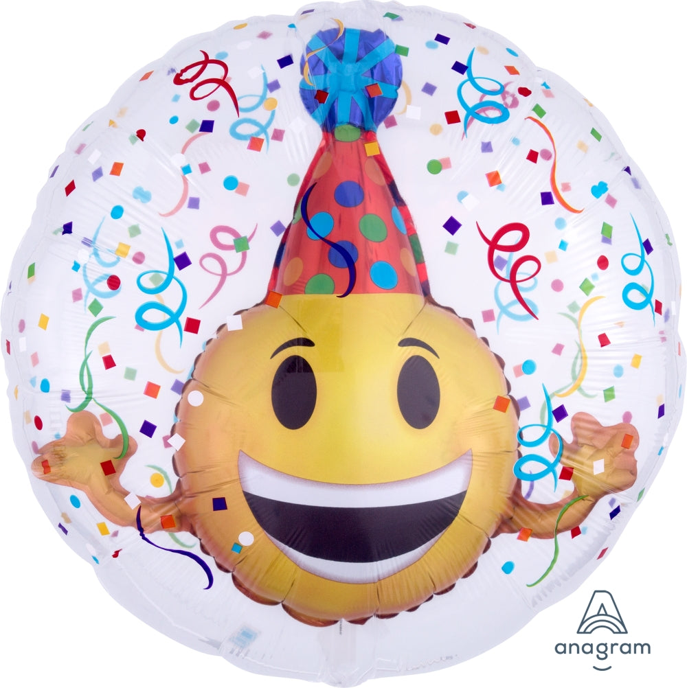 Emoticon Party Hat Ballon in a Balloon 24"