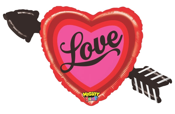 Mighty Heart With Arrow Foil Balloon 36"