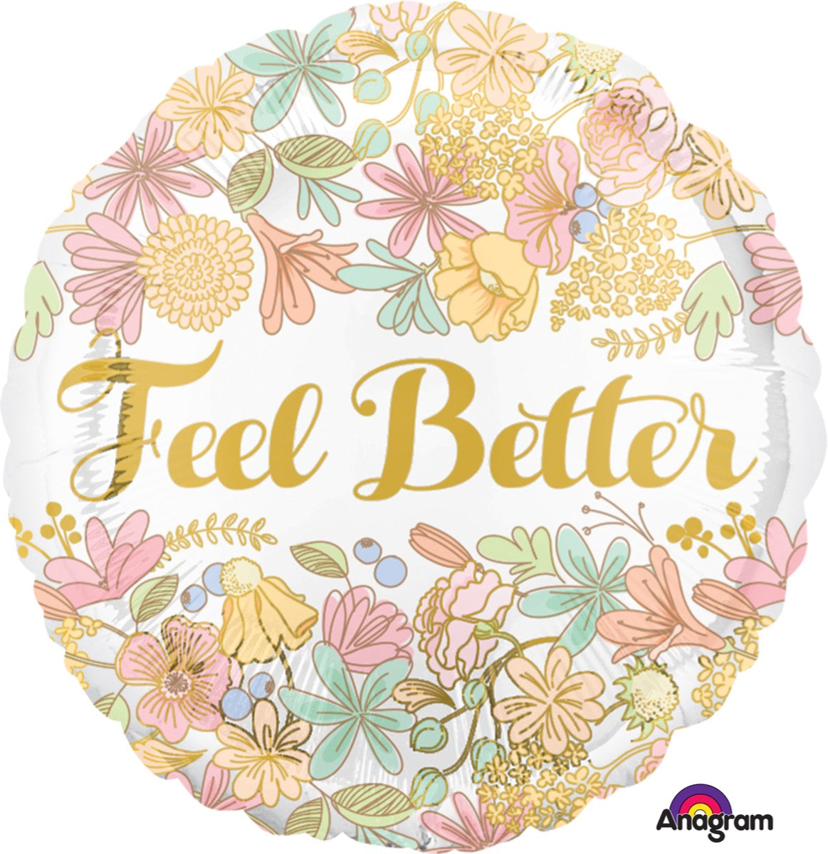 18" Golden Floral Feel Better Balloon