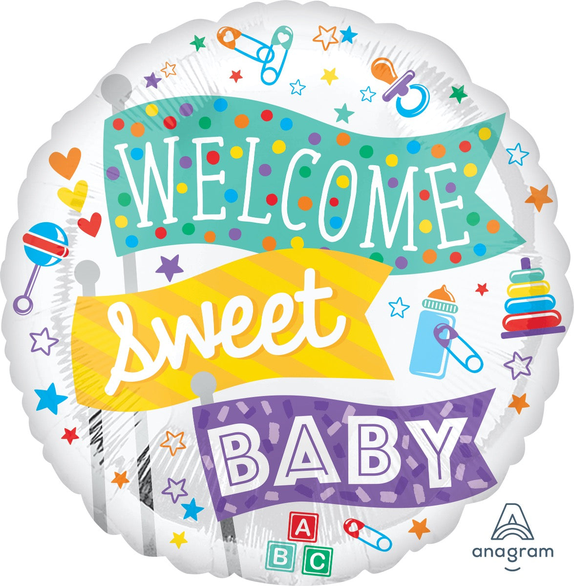 Welcome Sweet Baby Flags Foil Balloon 18"