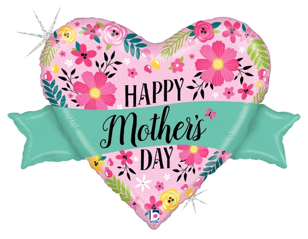 Glittering Floral Mother's Day Banner Foil Balloon 32"