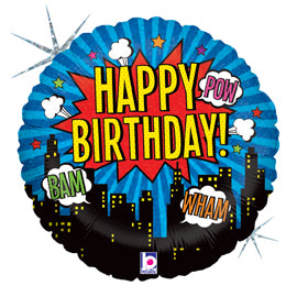 Happy Birthday Superhero Foil Balloon 18"