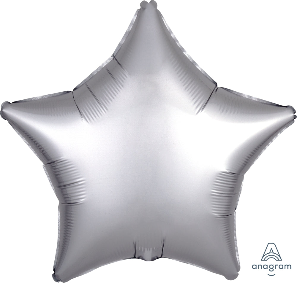 Satin Luxe Platinum Star Foil Balloon 18"