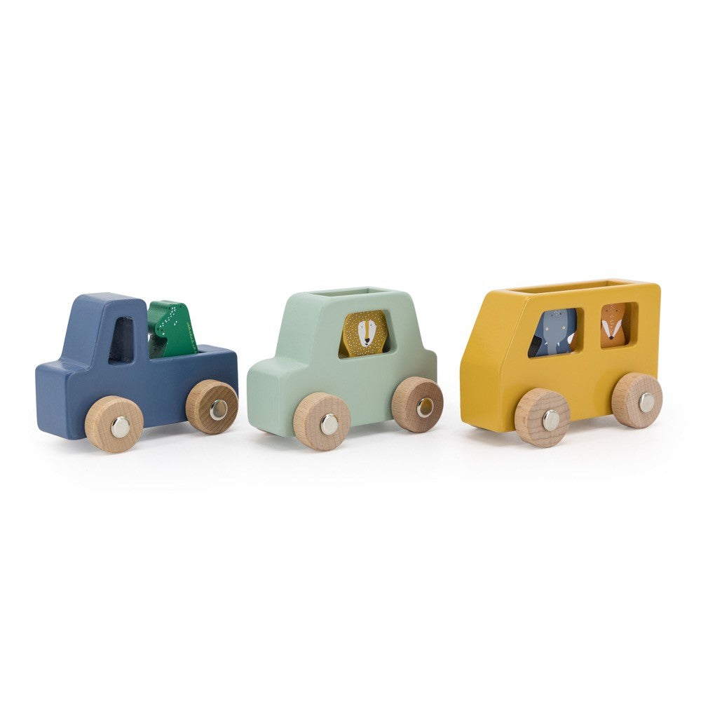 Wooden animal car set