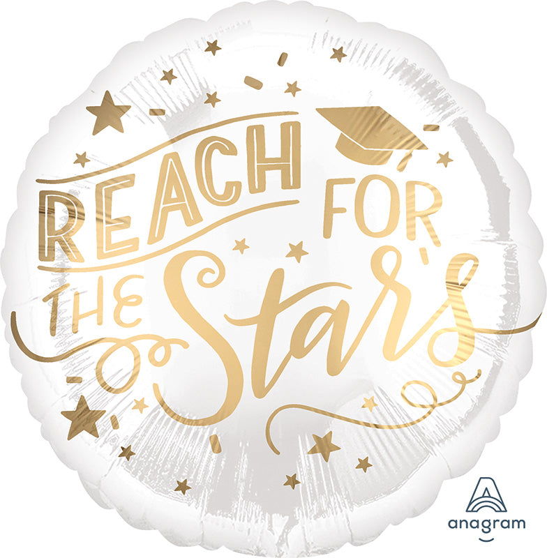 18" Reach for the Stars White & Gold Foil Balloon