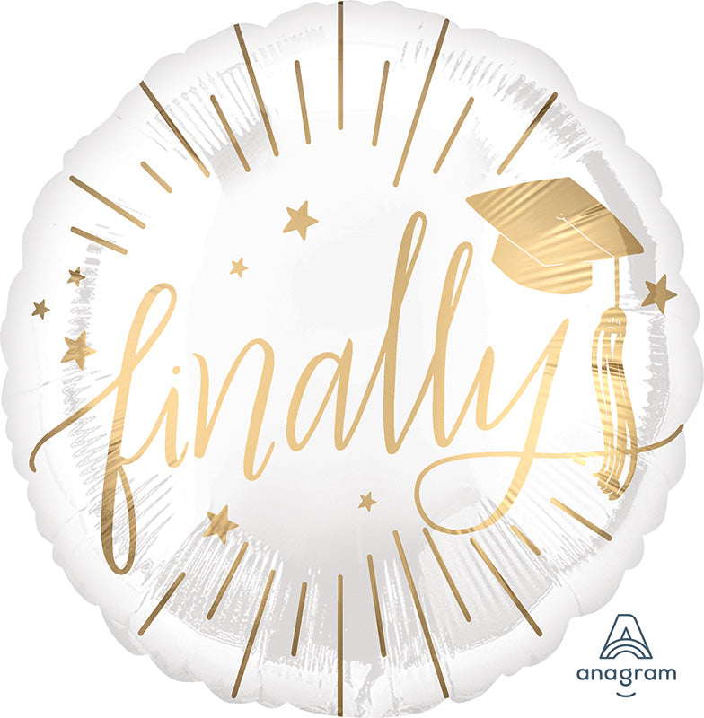 18" Finally White & Gold Foil Balloon