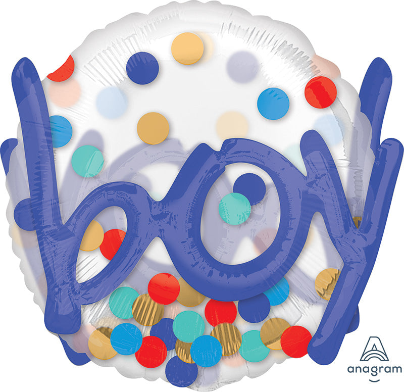 3D Shape Deluxe Boy Confetti Balloon 36"