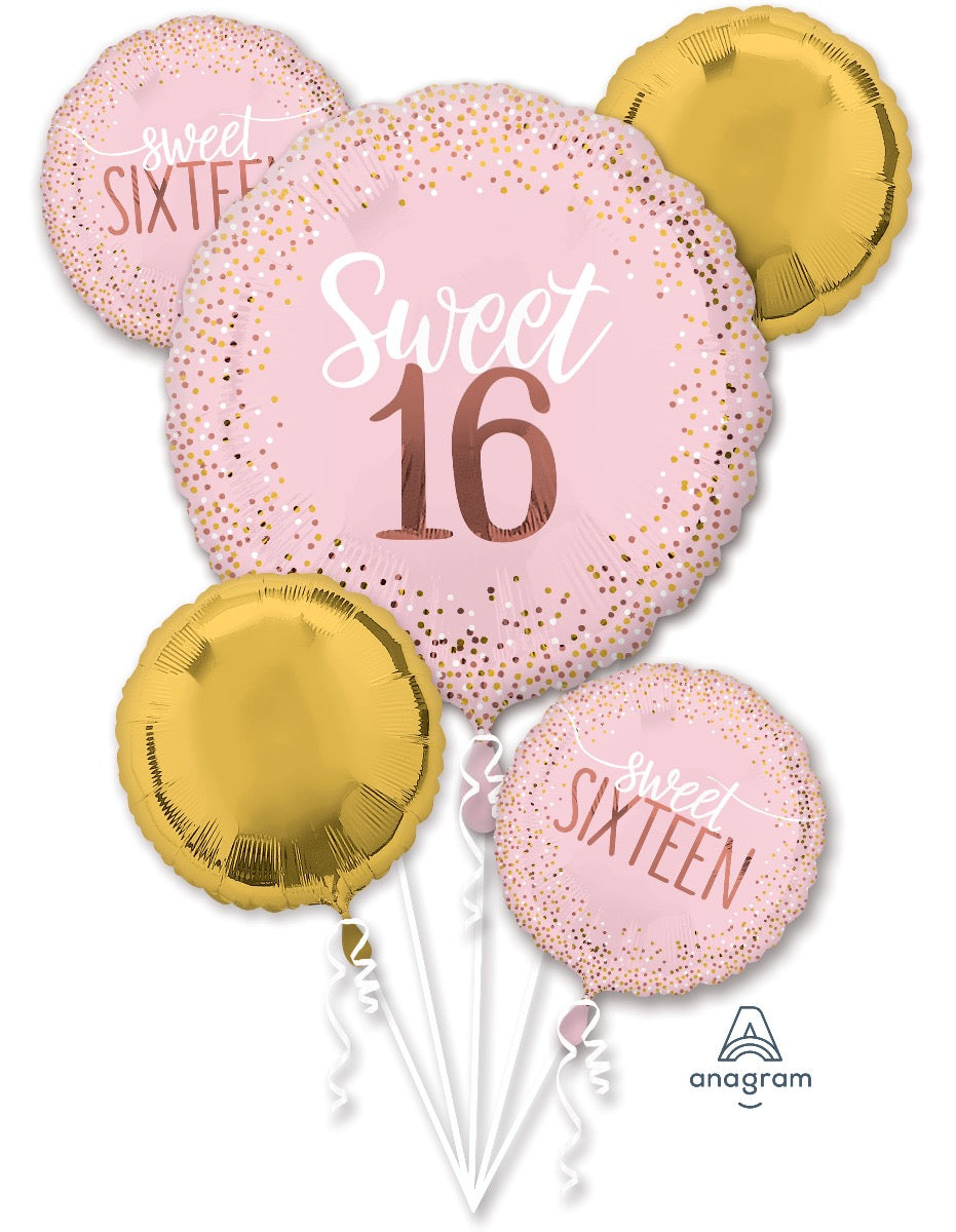 Bouquet Blush Sweet Sixteen 5 Foil Balloons