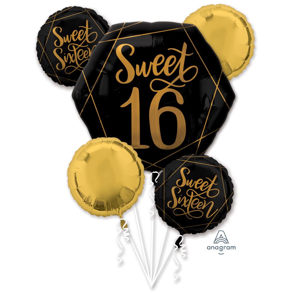 Bouquet Elegant Sweet  Sixteen 5 Foil Balloons