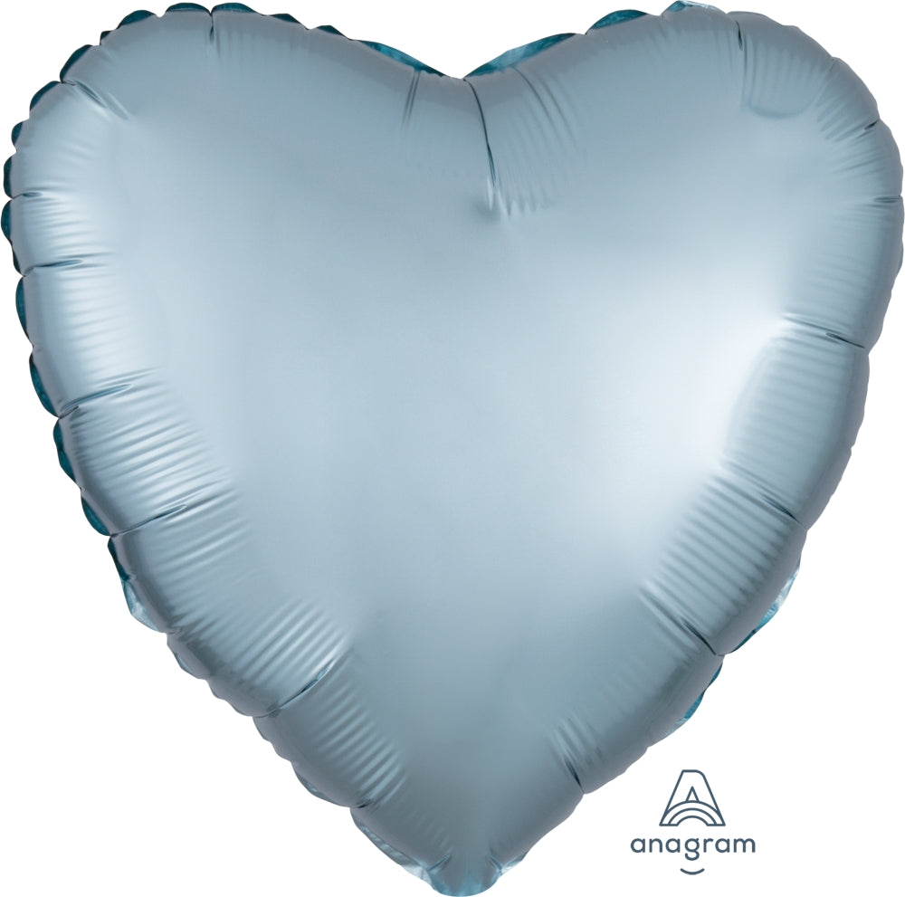 18" Heart Balloons Satin Luxe Pastel Blue