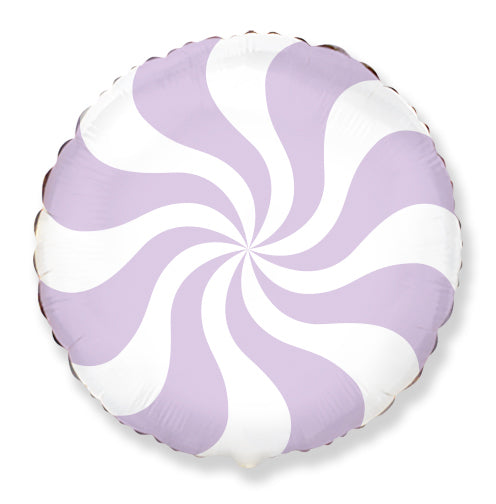 Round Candy Peppermint Swirl Pastel Lilac Foil Balloon 18"