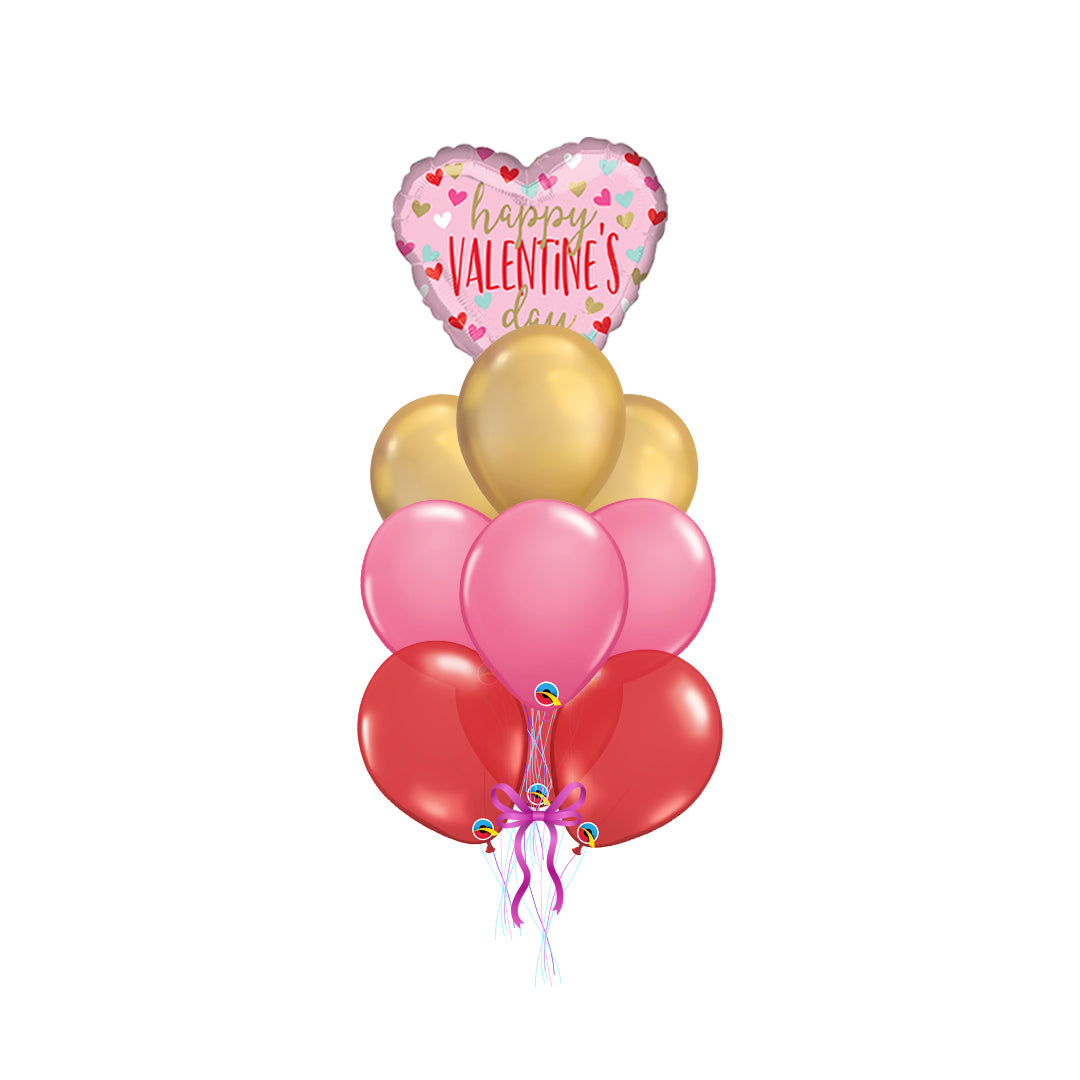 Happy Valentine's Day Fun Hearts arrangement with 9 latex balloons