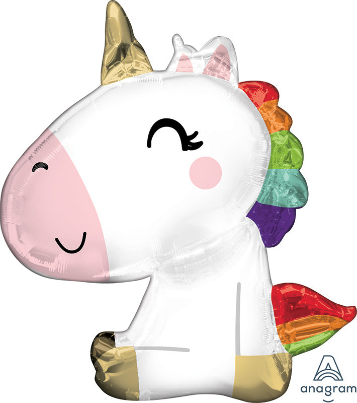 Satin Sitting Unicorn SuperShape Foil Balloon 29"