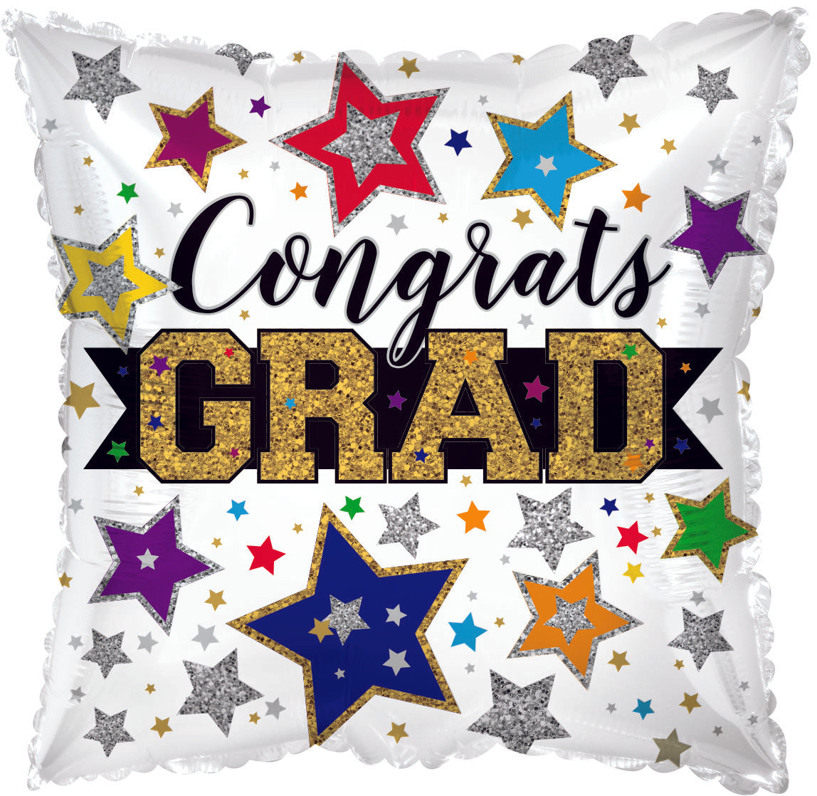 17" Grad Glitter Stars Foil Balloon