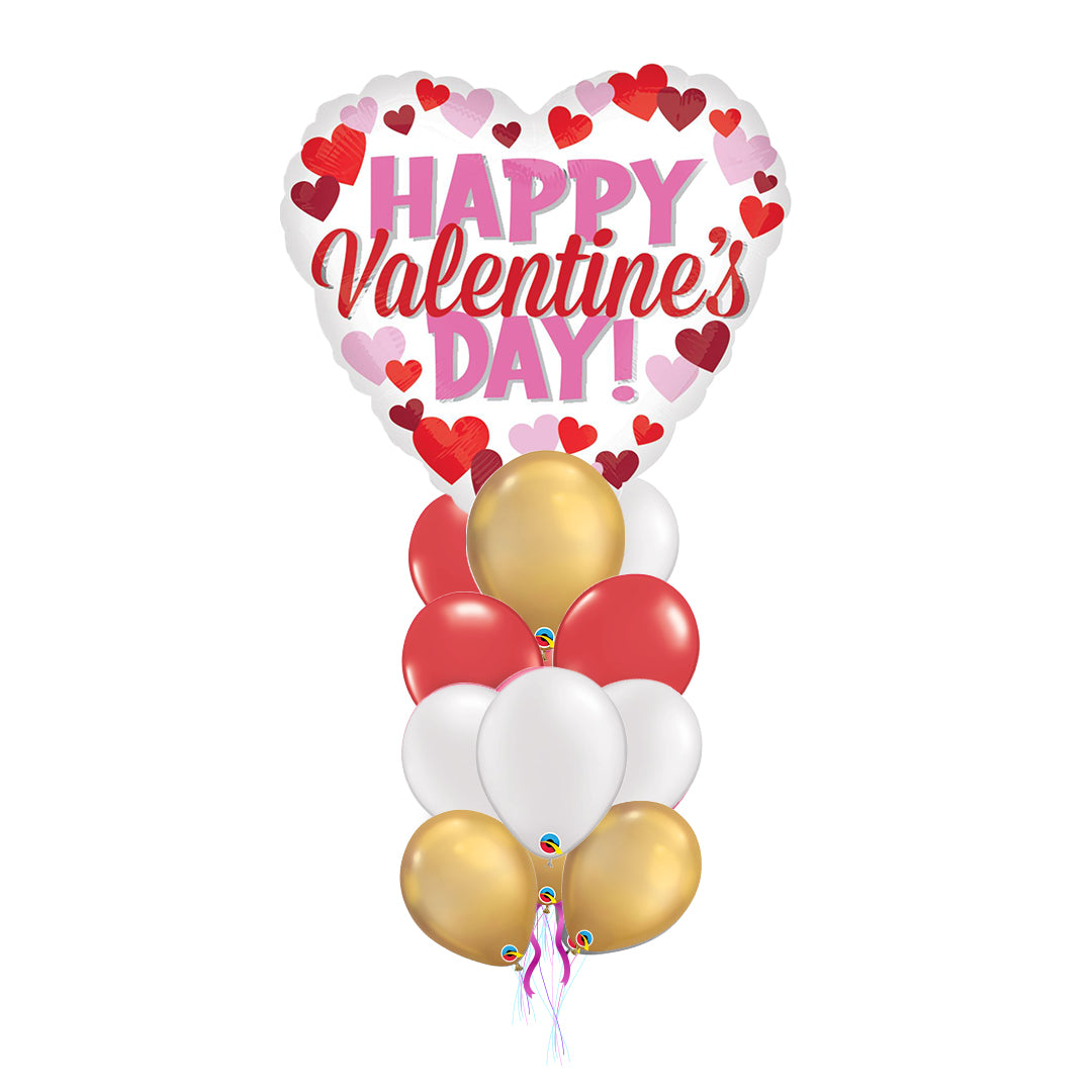 Jumbo Happy Valentine's Day Circled in Hearts arrangement with 12 latex balloons