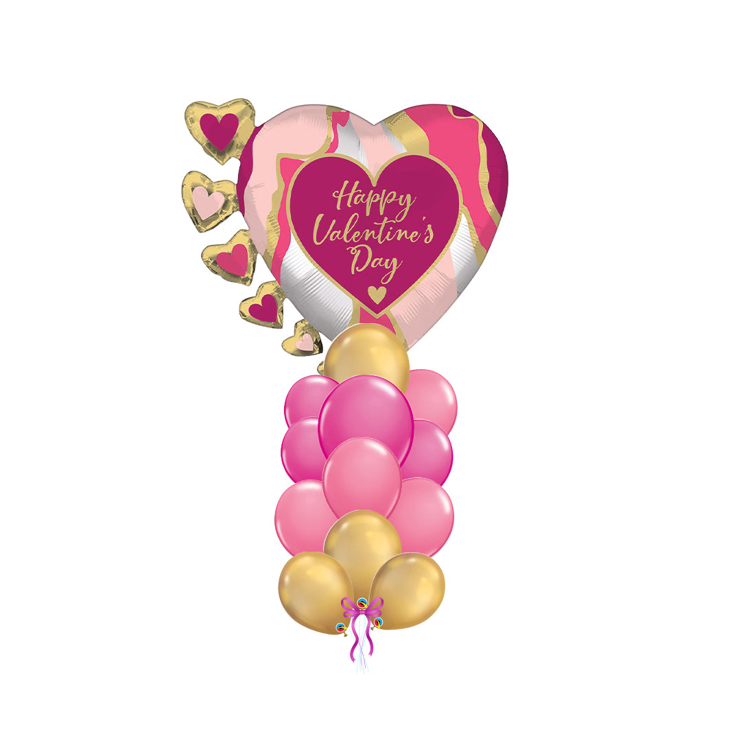 Jumbo Happy Valentine's Day Satin Abstract Marble arrangement with 12 latex balloons