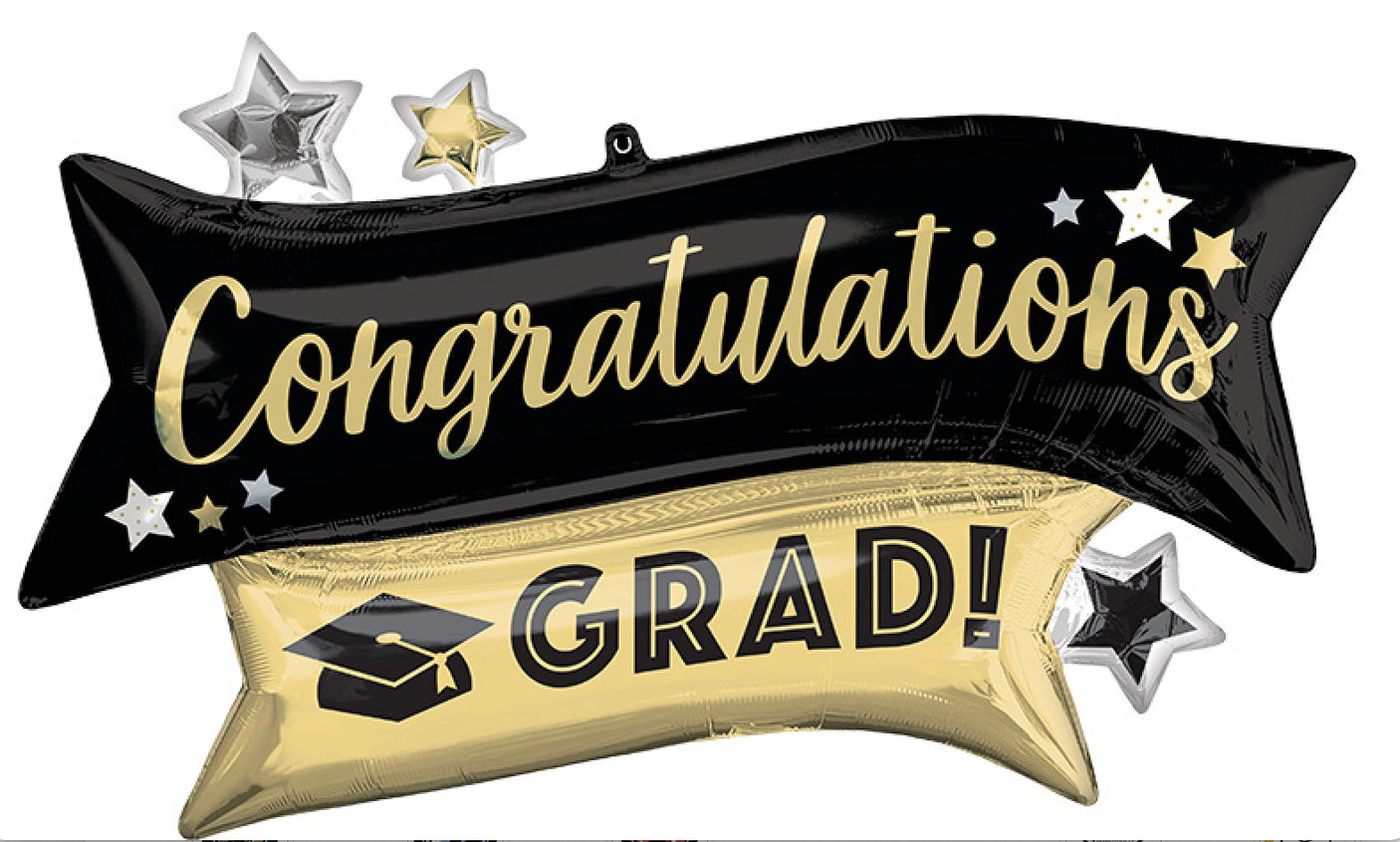 38" SuperShape Congratulations Grad Gold & Black Foil Balloon