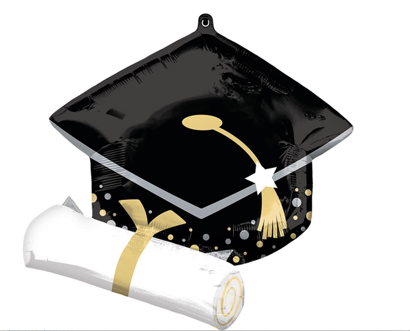 25" SuperShape Black Grad Cap & White Diploma Foil Balloon