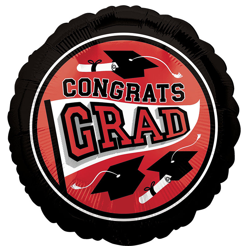 18" School Colors Be True to Your School Grad - Red Foil Balloon