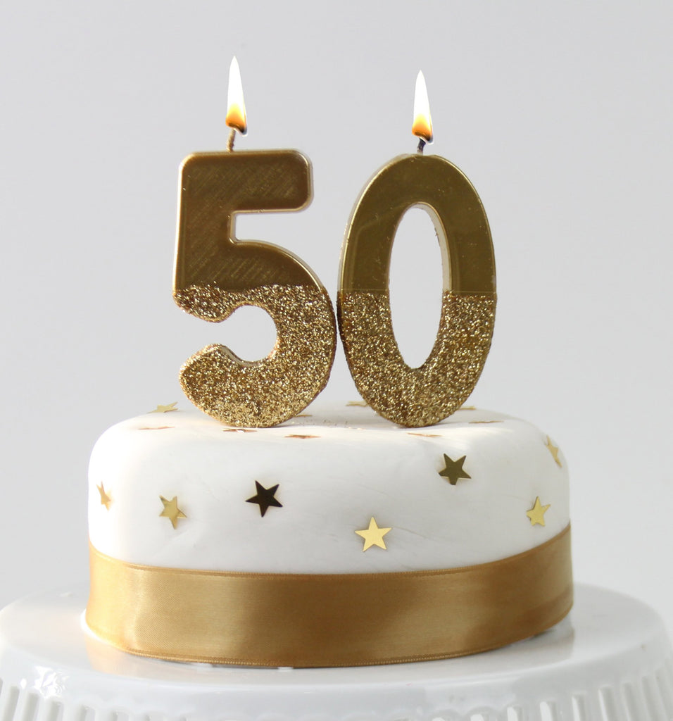 We Heart Birthdays Gold Glitter Number Candle 0