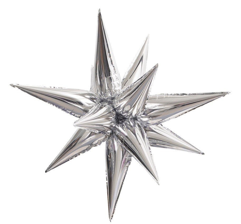 40" Silver Jumbo Star-Burst Balloon Airfill Only