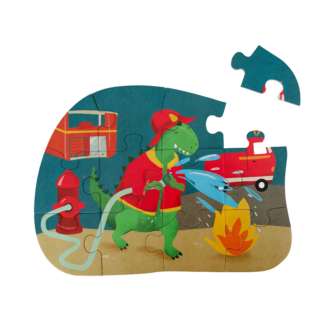 Shape puzzle - Fireman Mr. Dino - 12 pcs