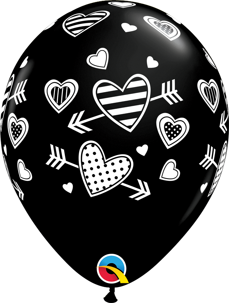 Patterned Hearts & Arrows Latex Balloon 11"