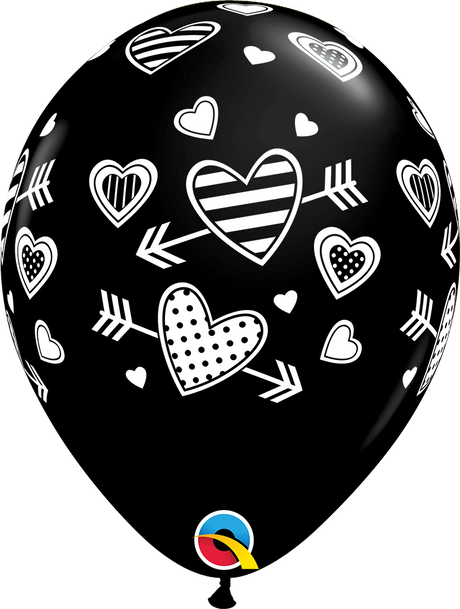 Patterned Hearts & Arrows Latex Balloon 11"