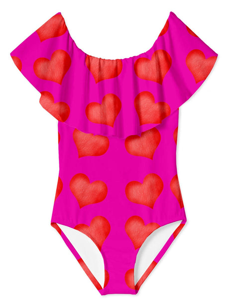 I Love You Print Swimsuit