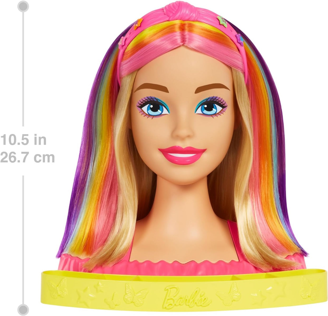 Barbie Doll Deluxe Styling Head with Color Reveal Accessories and Straight Blonde Neon Rainbow Hair