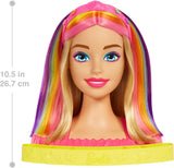 Barbie Doll Deluxe Styling Head with Color Reveal Accessories and Straight Blonde Neon Rainbow Hair