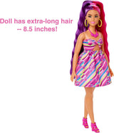 Barbie Totally Hair Flower-Themed Doll, Curvy, 8.5 inch Fantasy Hair, Dress, 15 Hair & Fashion Play Accessories