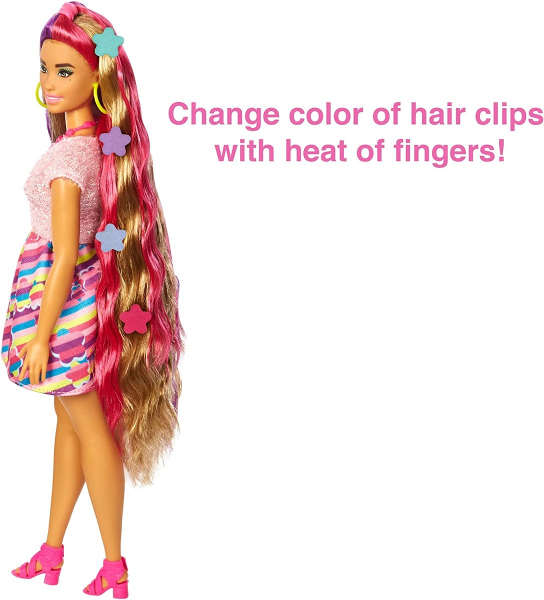 Barbie Totally Hair Flower-Themed Doll, Curvy, 8.5 inch Fantasy Hair, Dress, 15 Hair & Fashion Play Accessories