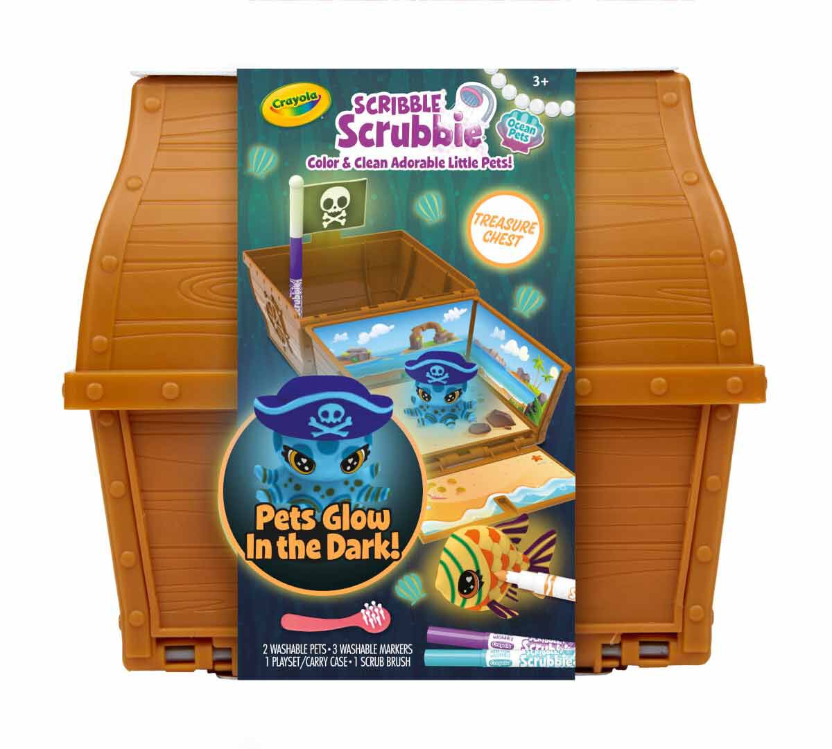 Scribble Scrubbie Pets Glow Ocean Treasure Chest Playset