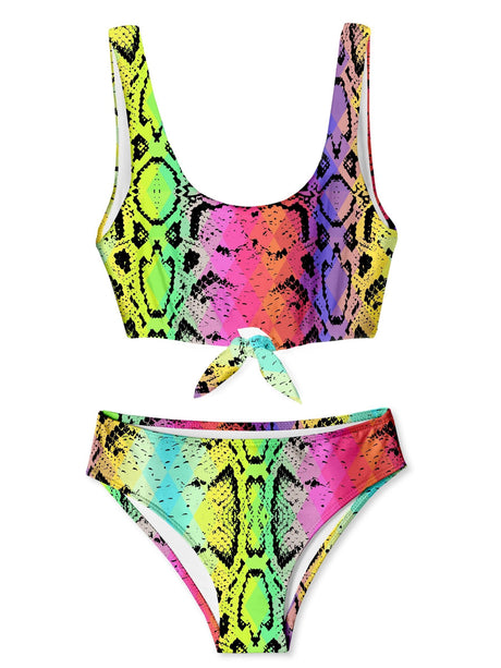 Rainbow Snakeskin Print Bikini