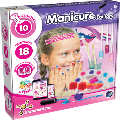 Manicure Factory Pretend Play Set for Kids – Nail Salon Toy with Nail Polish, Tools & Accessories