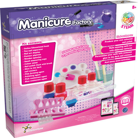 Manicure Factory Pretend Play Set for Kids – Nail Salon Toy with Nail Polish, Tools & Accessories