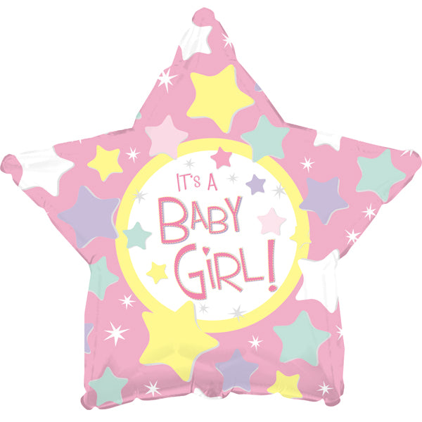 It's A Baby Girl Star Shape Foil Balloon 18"