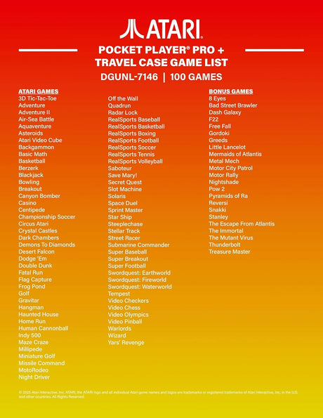 Atari Pocket Player Pro with Travel Case