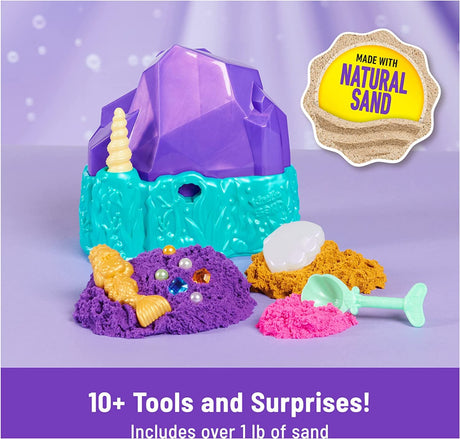 Kinetic Sand, Mermaid Crystal Playset, 1.06lbs of Play Gold Shimmer Sand