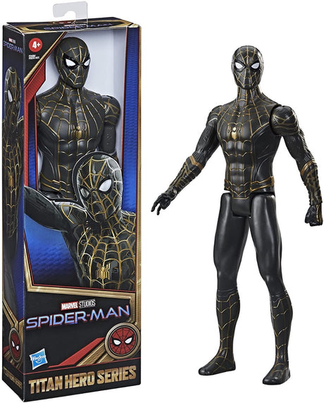 Spider-Man Marvel Titan Hero Series 12-Inch Black and Gold Suit Action Figure Toy, Inspired Movie, for Kids Ages 4 and Up