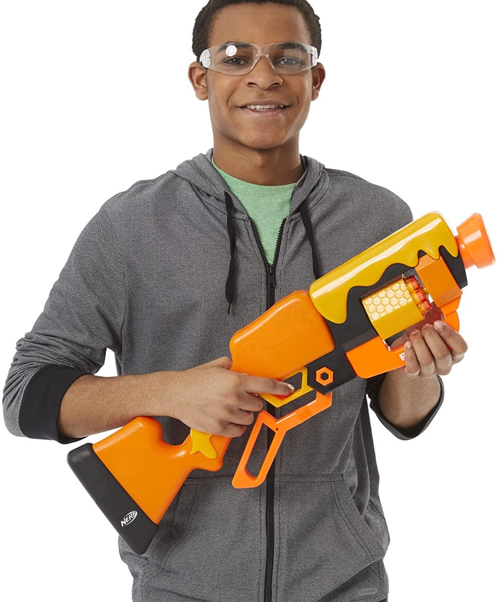 NERF Roblox Adopt Me!: Bees! Lever Action Dart Blaster, Rotating 8-Dart Drum, 8 Elite Darts