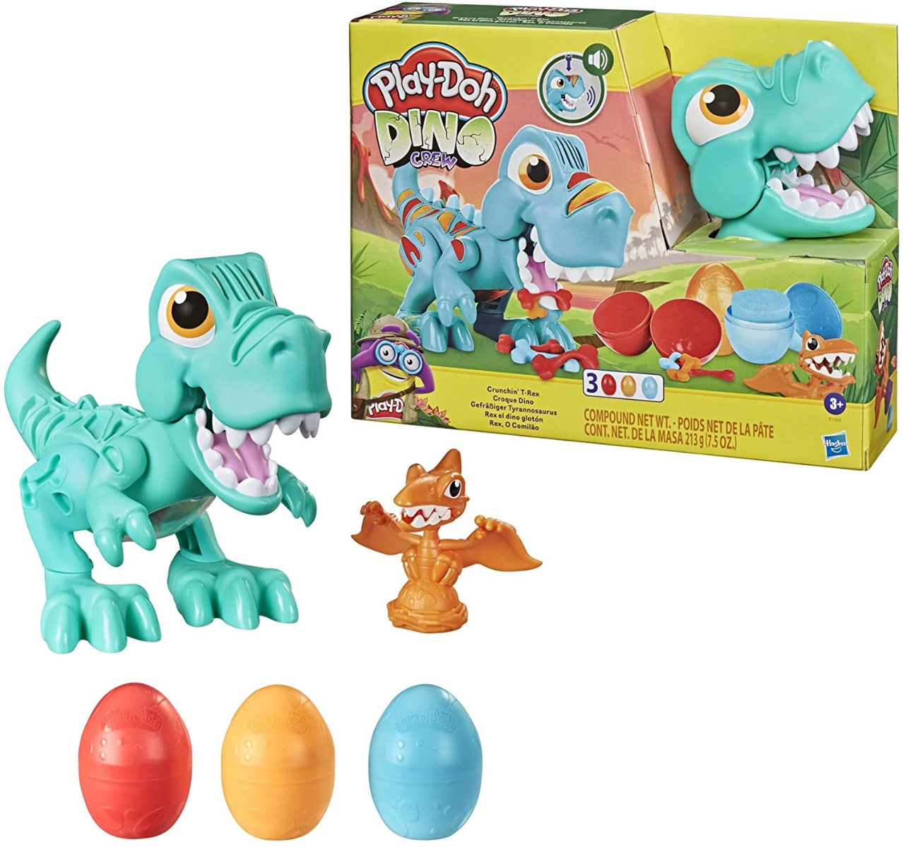 Play-Doh Dino Crew Crunchin' T-Rex Toy with Funny Dinosaur Sounds and 3 Eggs