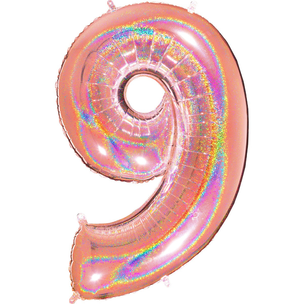 40" Number 9 Balloon Glitter Rose Gold