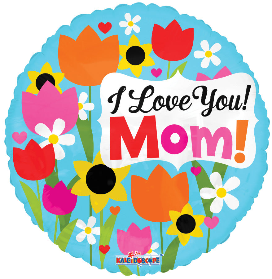 I Love You Mom Tulips Foil Balloon 18"