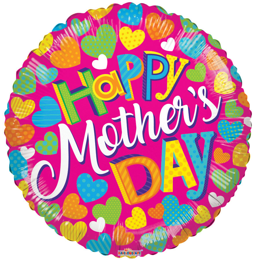 Happy Mother's Day Colorful Hearts Foil Balloon 18"