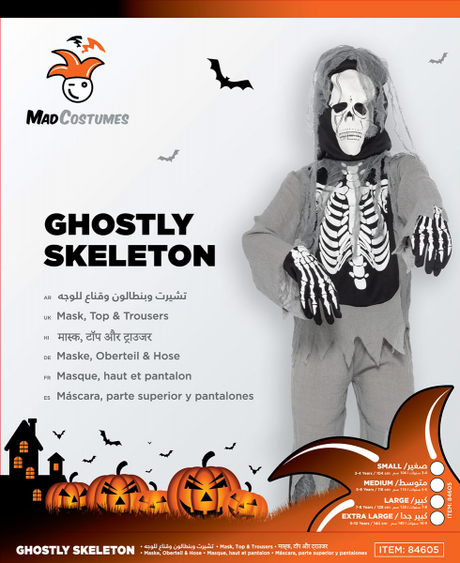 Ghostly Skeleton Kids Halloween Costume