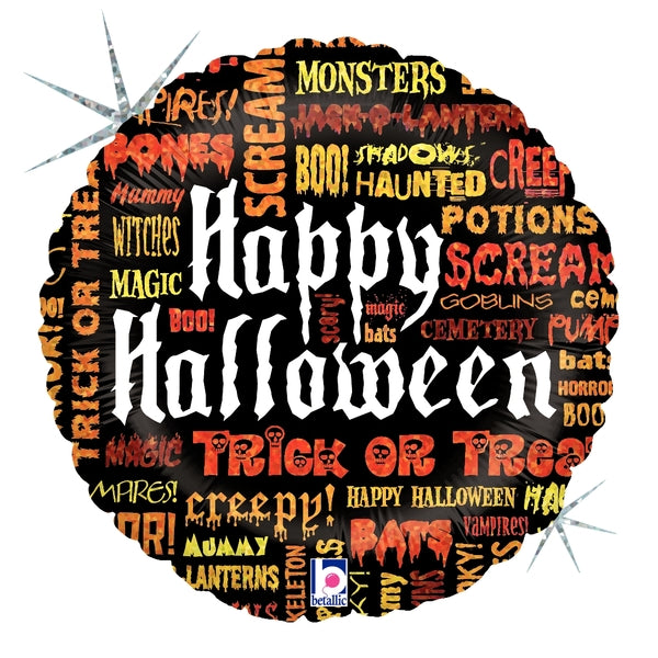 Scary Words Halloween Foil Balloon 18"