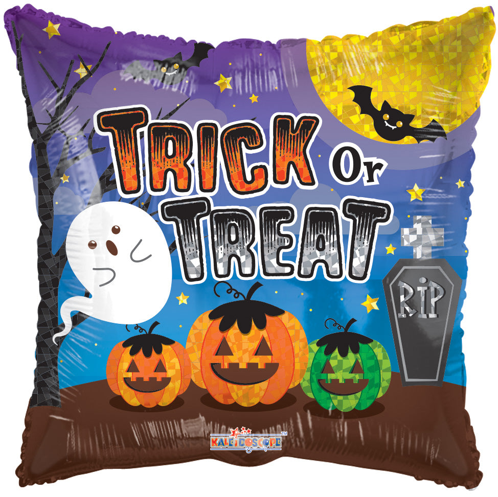 Trick or Treat Pumpkins & Ghost Foil Balloon 18"